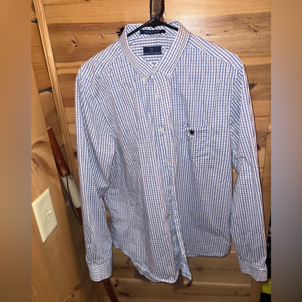 Simply Southern Blue and White Checkered Dress Shirt